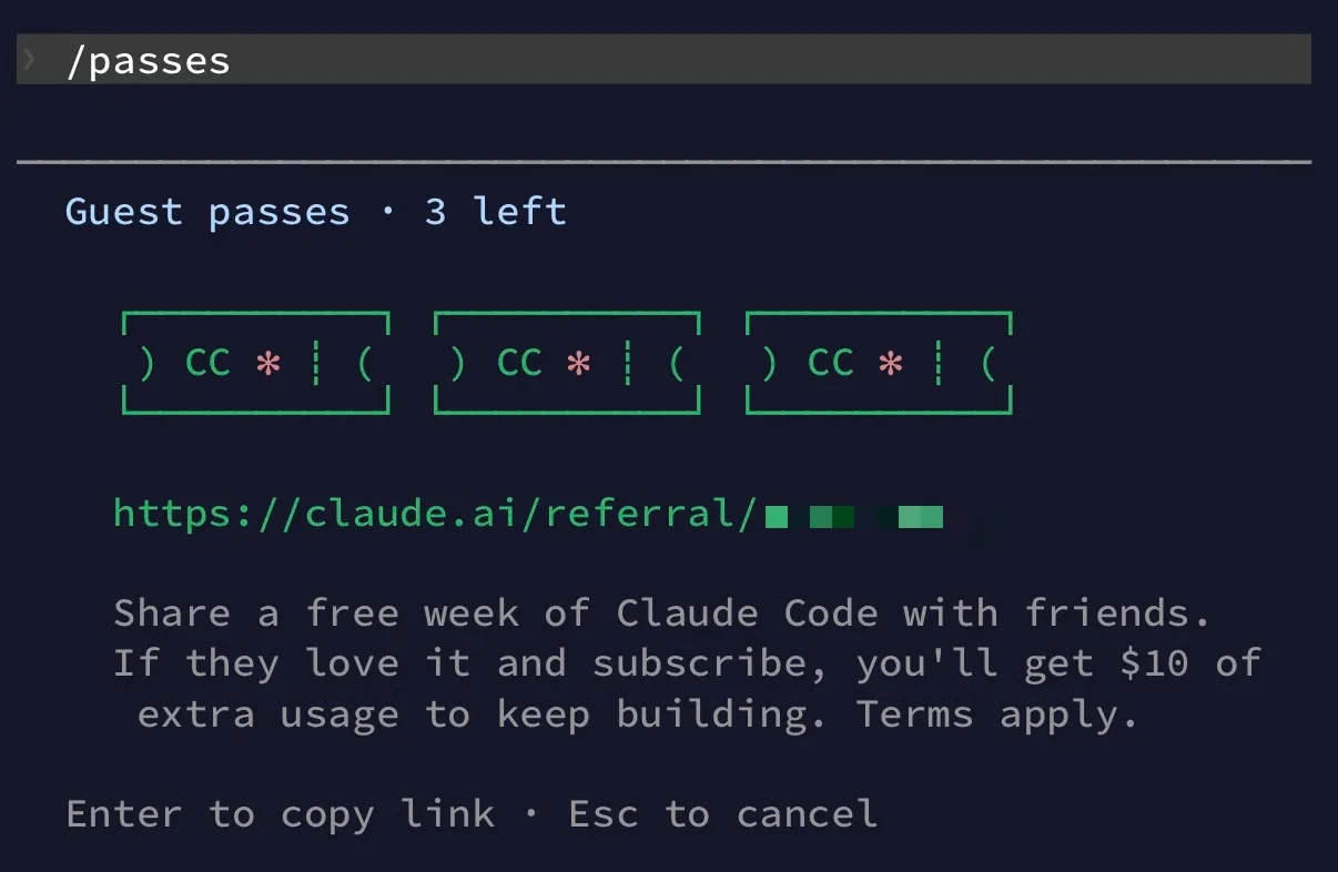Claude Code /passes command output